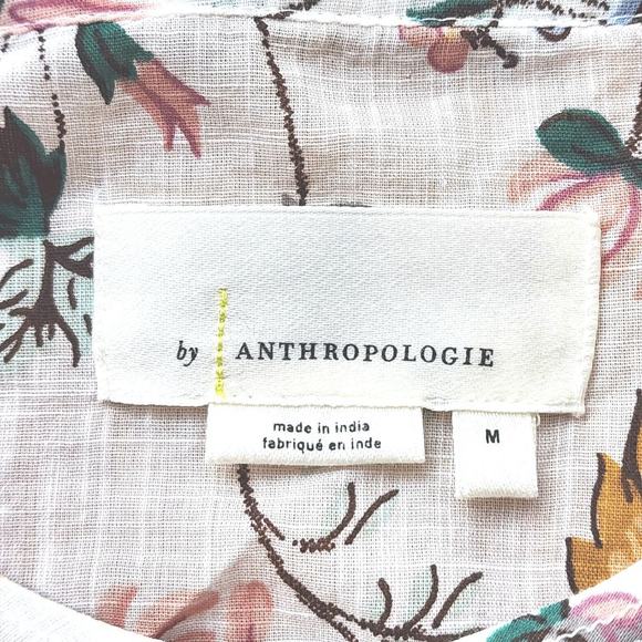 ANTHROPOLOGIE Ginevra Lace Babydoll Blouse M White Floral Long Sleeve - Picture 6 of 7